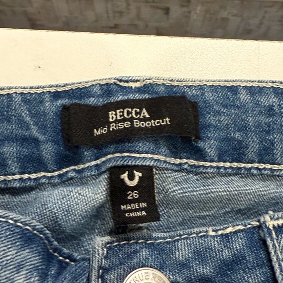 True Religion Blue Flare Wide Leg Jeans - Picture 5 of 5